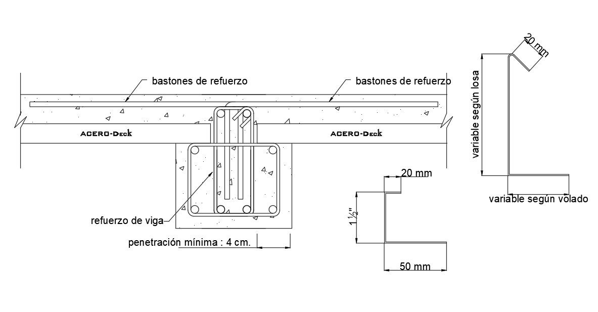 AutoCAD drawing file has the detail of beam and steel deck.Download the Autocad model.