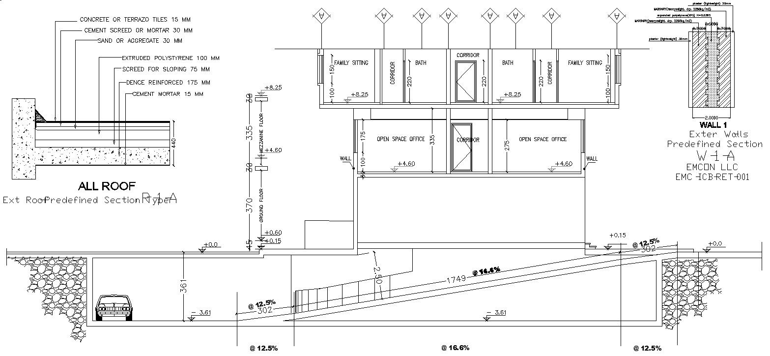 AutoCAD drawing file of pre-defined roof slab design.Download the AutoCAD 2D DWG file.