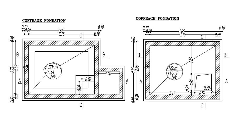 AutoCAD drawing of FOUNDATION FORMWORK detail, CAD file, dwg file