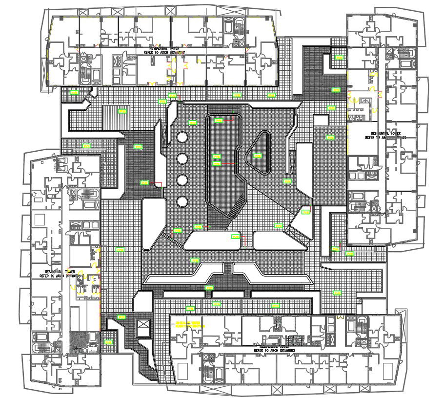 AutoCAD drawing of GRAND ZONE SCHOOL & RESIDENTIAL plan, dwg file, CAD file