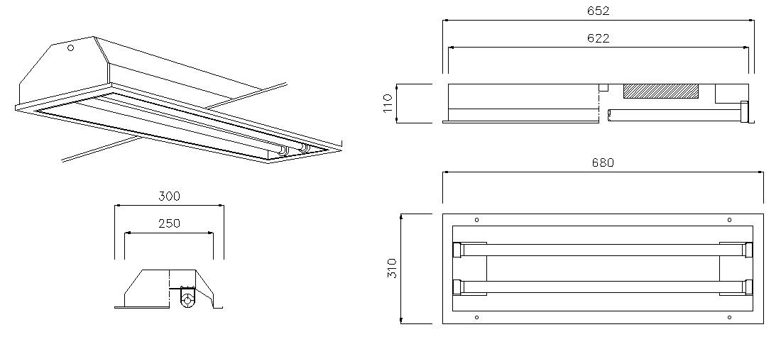 AutoCAD drawing of Recessed light, dwg file, CAD file