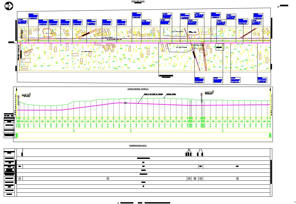 AutoCAD drawing of pipeline system plan, dwg file, CAD file