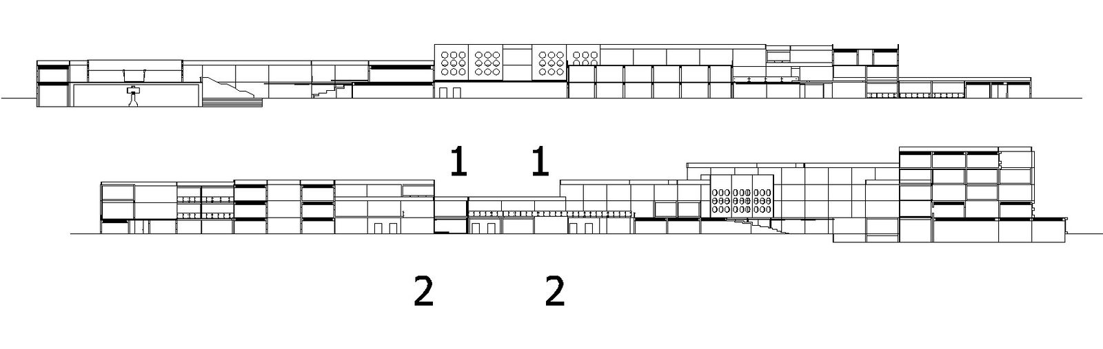 AutoCAD file of the typical side elevation and section details of the office building. Download the AutoCAD DWG file.
