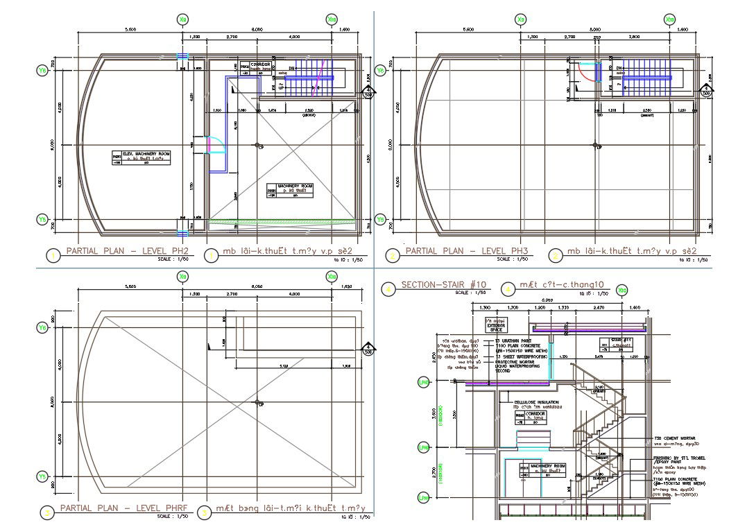 AutoCAD files having the partial section detail of the Staircase plan,Download the AutoCAD DWG file.