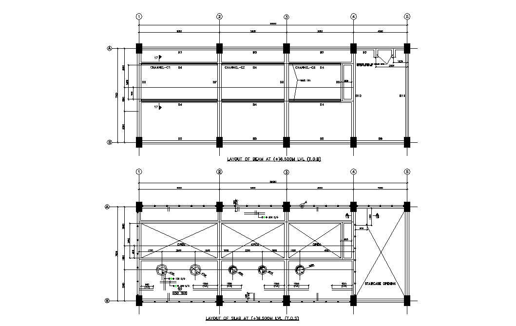 AutoCAD layout of Beam and Slab . Download AutoCAD 2D file.