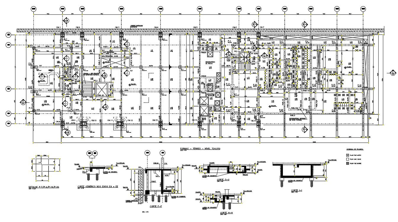 AutoCad DWG file showing the Floor plan of high rise structure. Download the AutoCAD 2D file