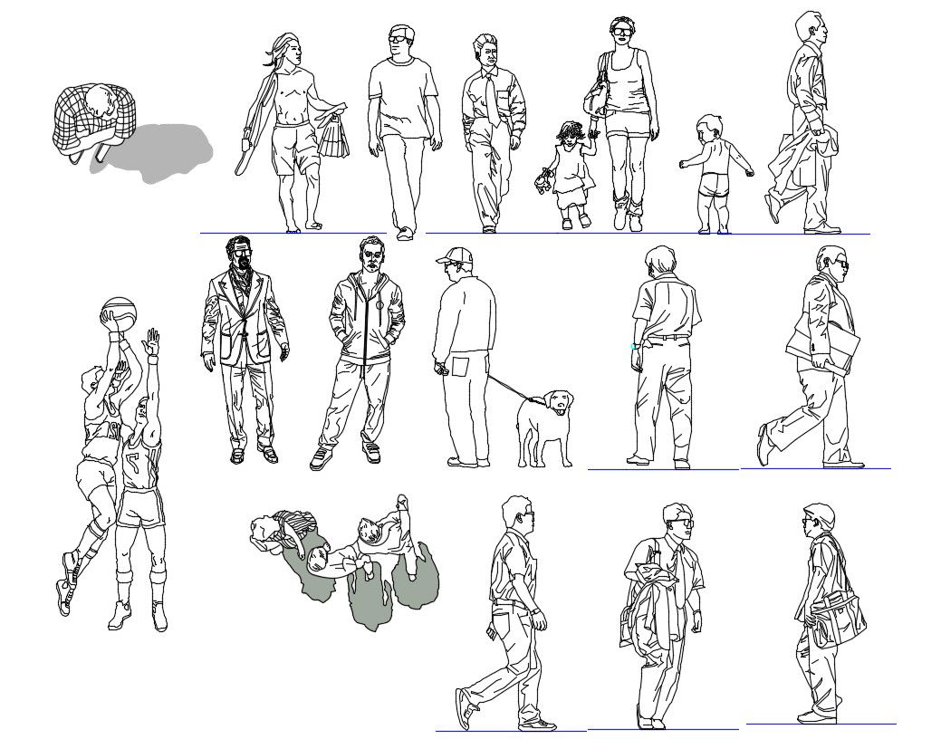 Autocad 2D Blocks Many Type Human Figure 