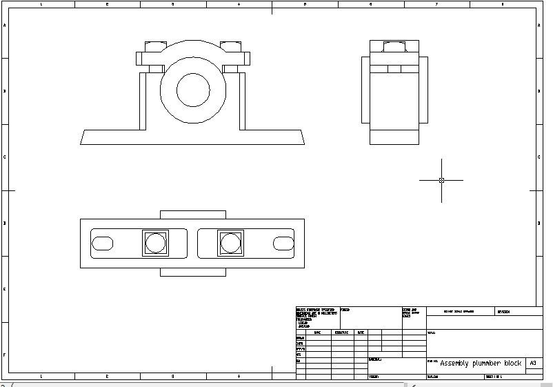 Autocad 2D assembly of plummber block drawing