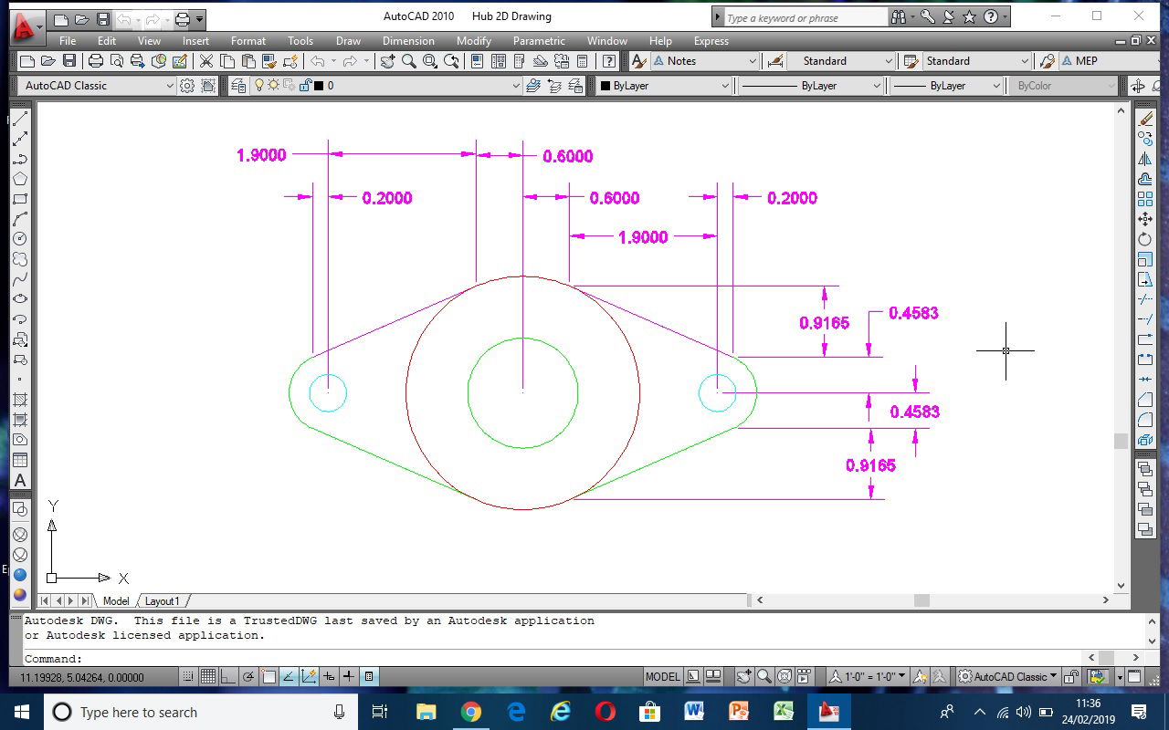 Autocad 2D drawing of mechanical part Hub