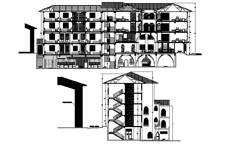 Residential Building Plan And Elevation In DWG File