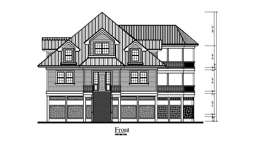 Contemporary House Elevation In DWG File