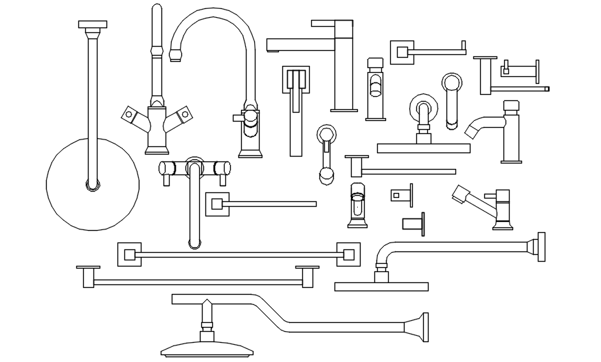Autocad block of bathroom fittings 