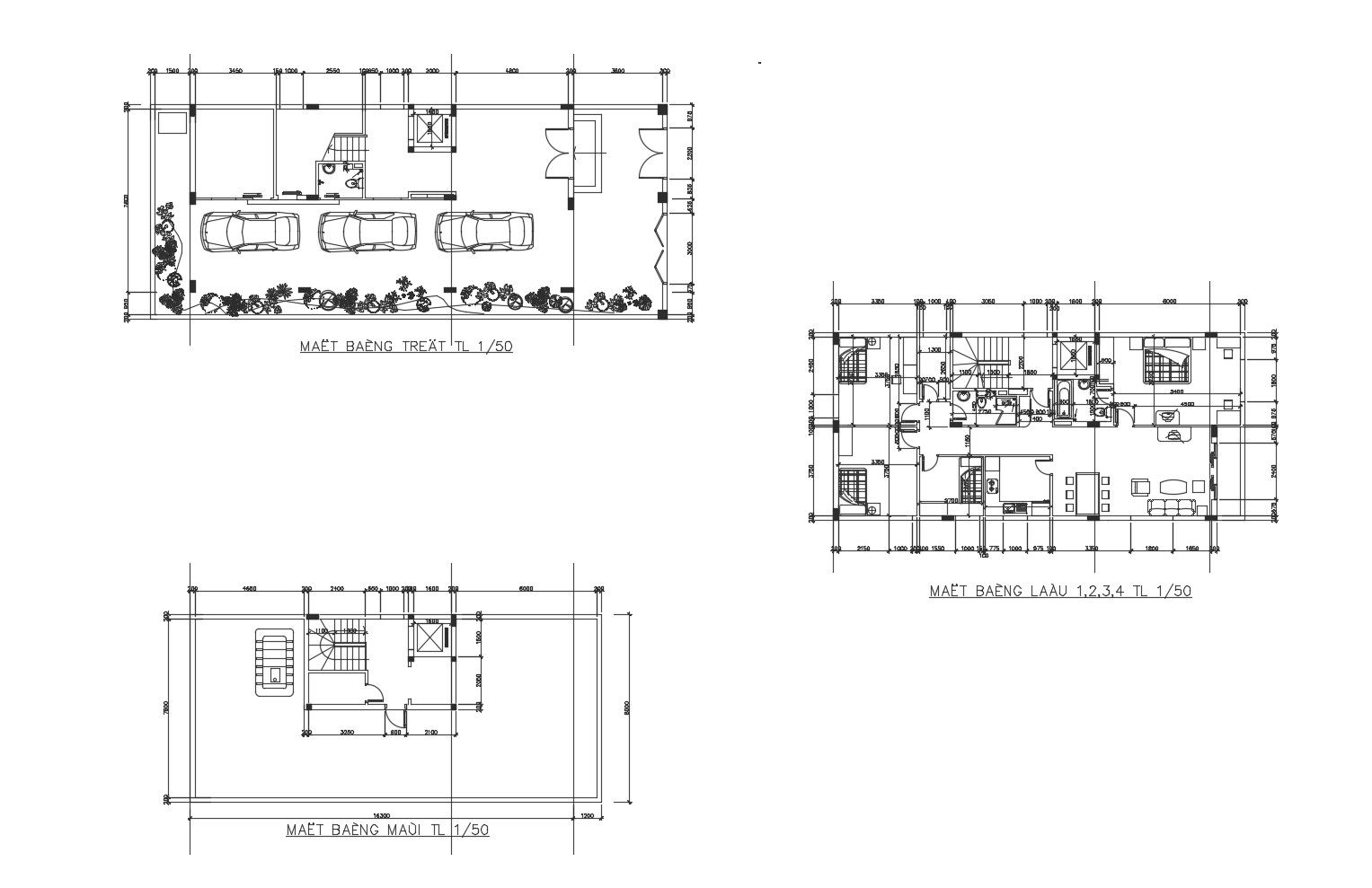 Autocad drawing of a house with furniture details
