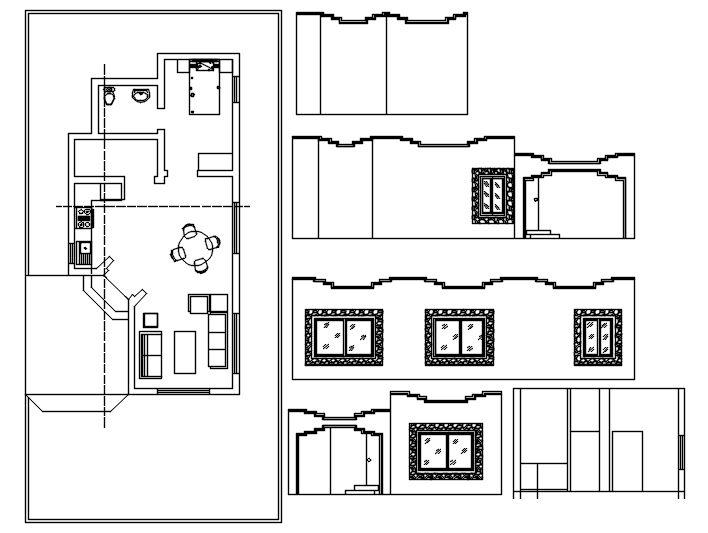Autocad drawing of a residential house with elevation