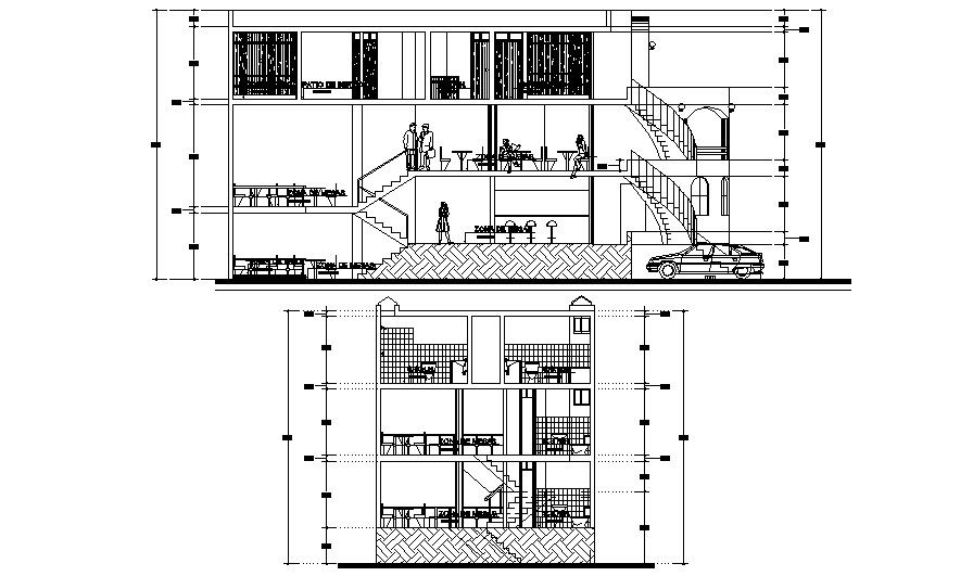 Autocad drawing of a restaurant with a different section