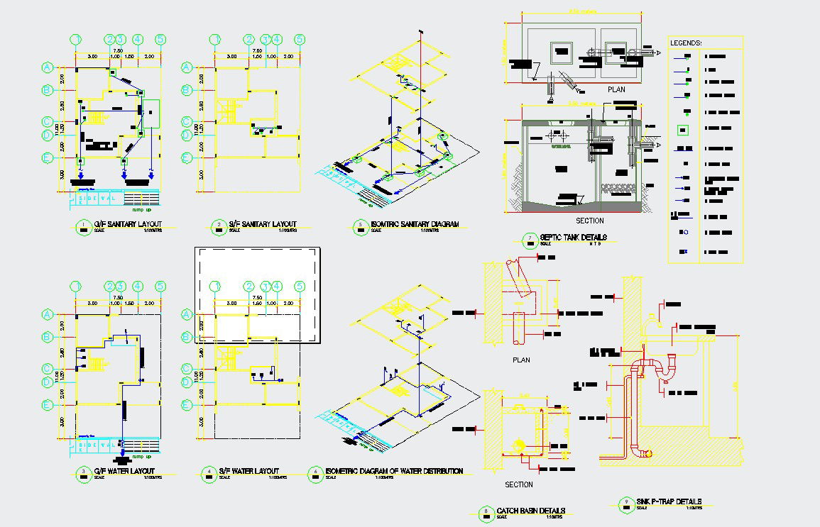 Sanitary layout plan in AutoCAD file