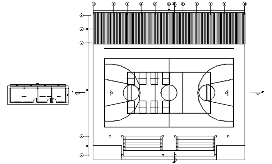 Autocad drawing of basketball layout 