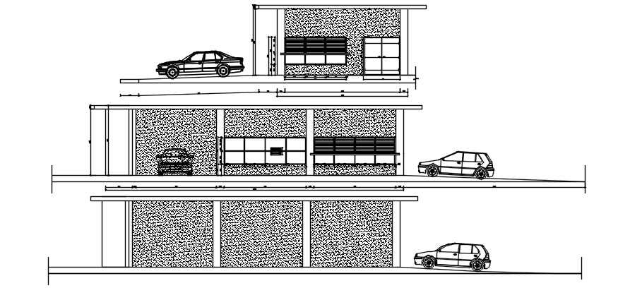 Autocad drawing of commercial building elevations