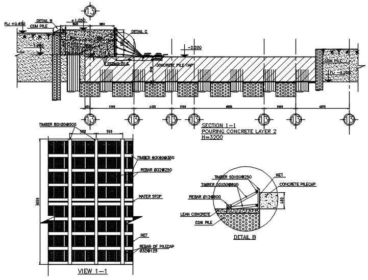 Autocad drawing of concrete pouring layer 
