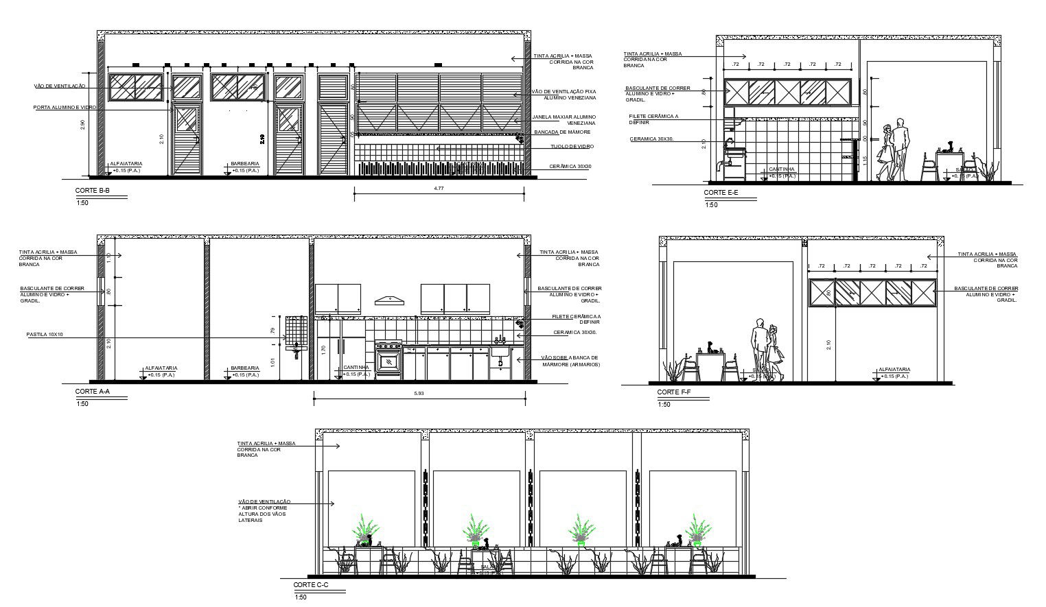 Autocad drawing of gym elevations 