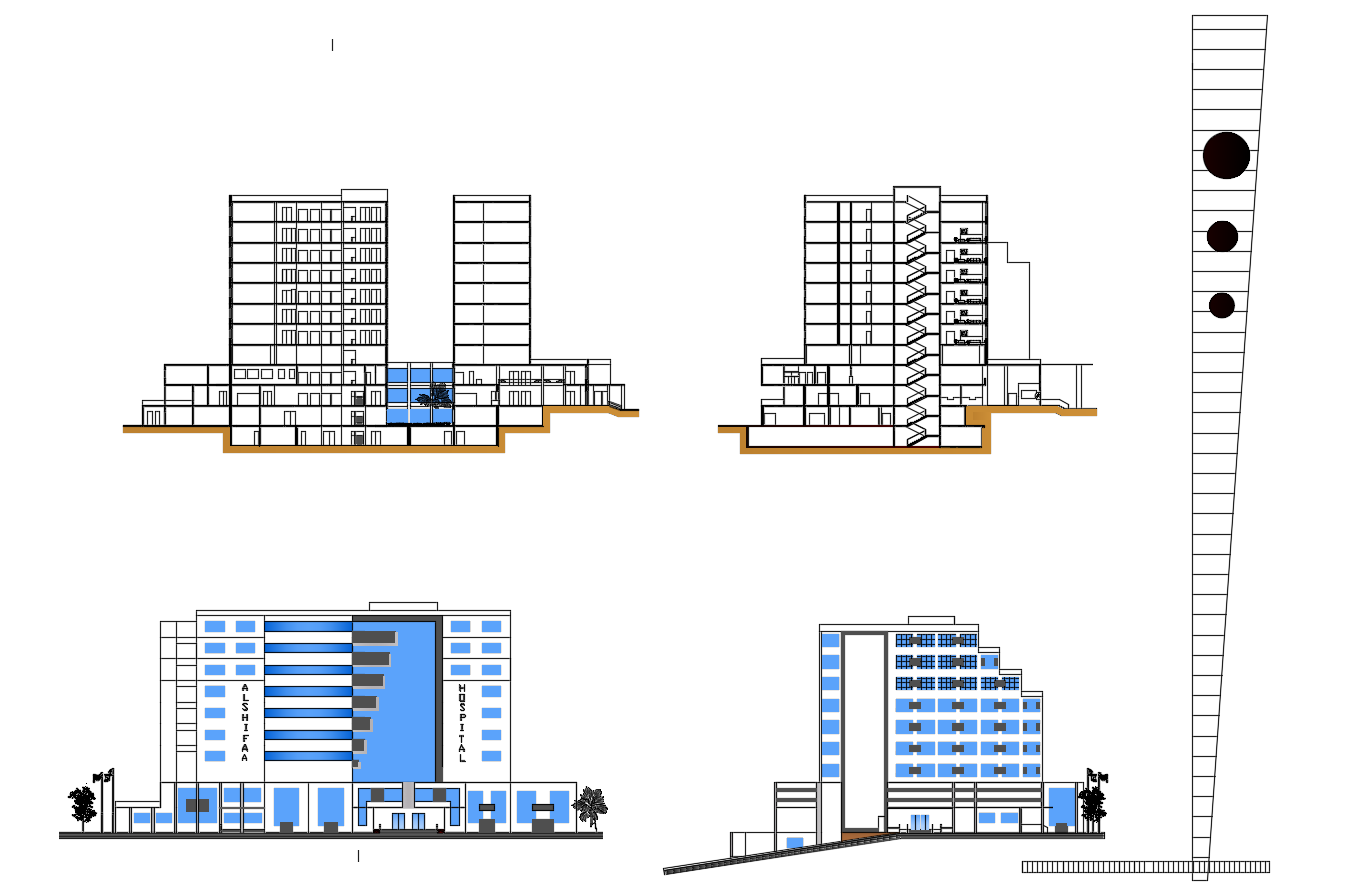 Autocad drawing of hospital elevations