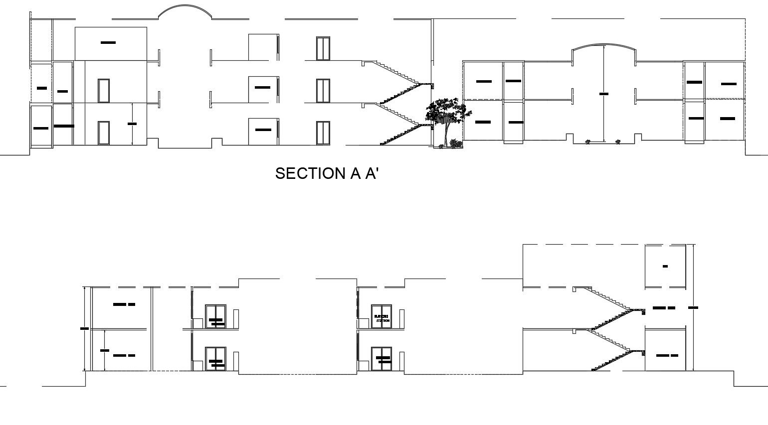 Autocad drawing of hospital sectional elevation