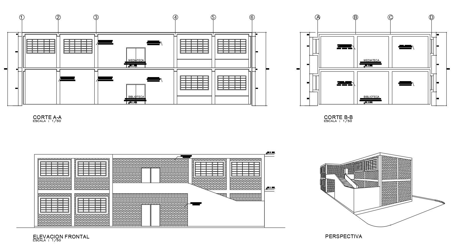 Autocad drawing of institute elevations