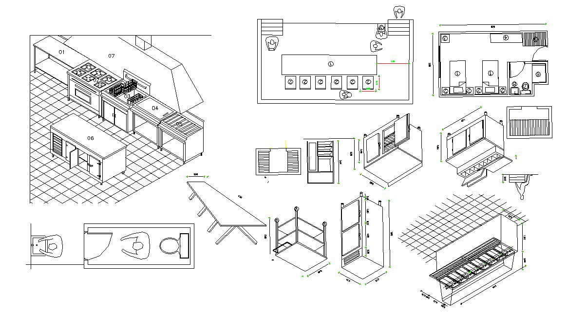 Autocad drawing of kitchen layout 