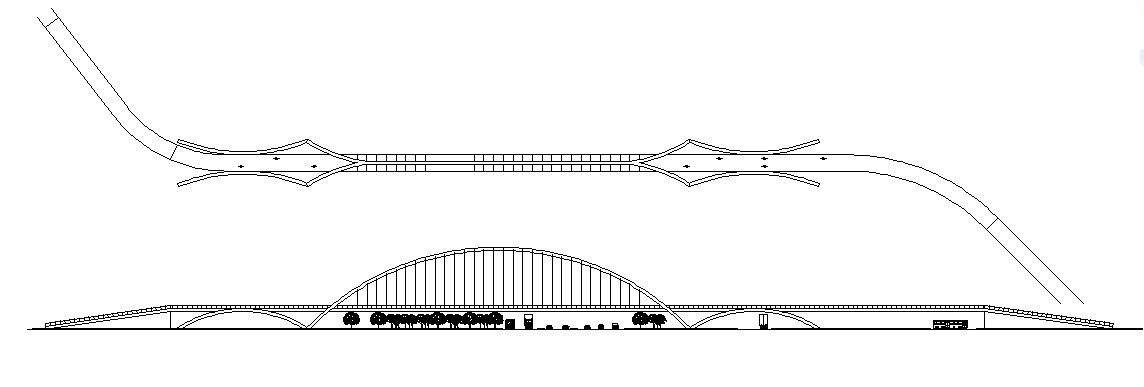 Autocad drawing of parking area elevation 