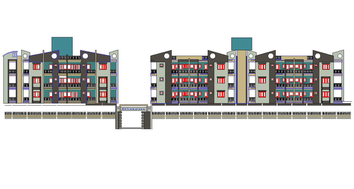 Autocad drawing of residential apartment elevation