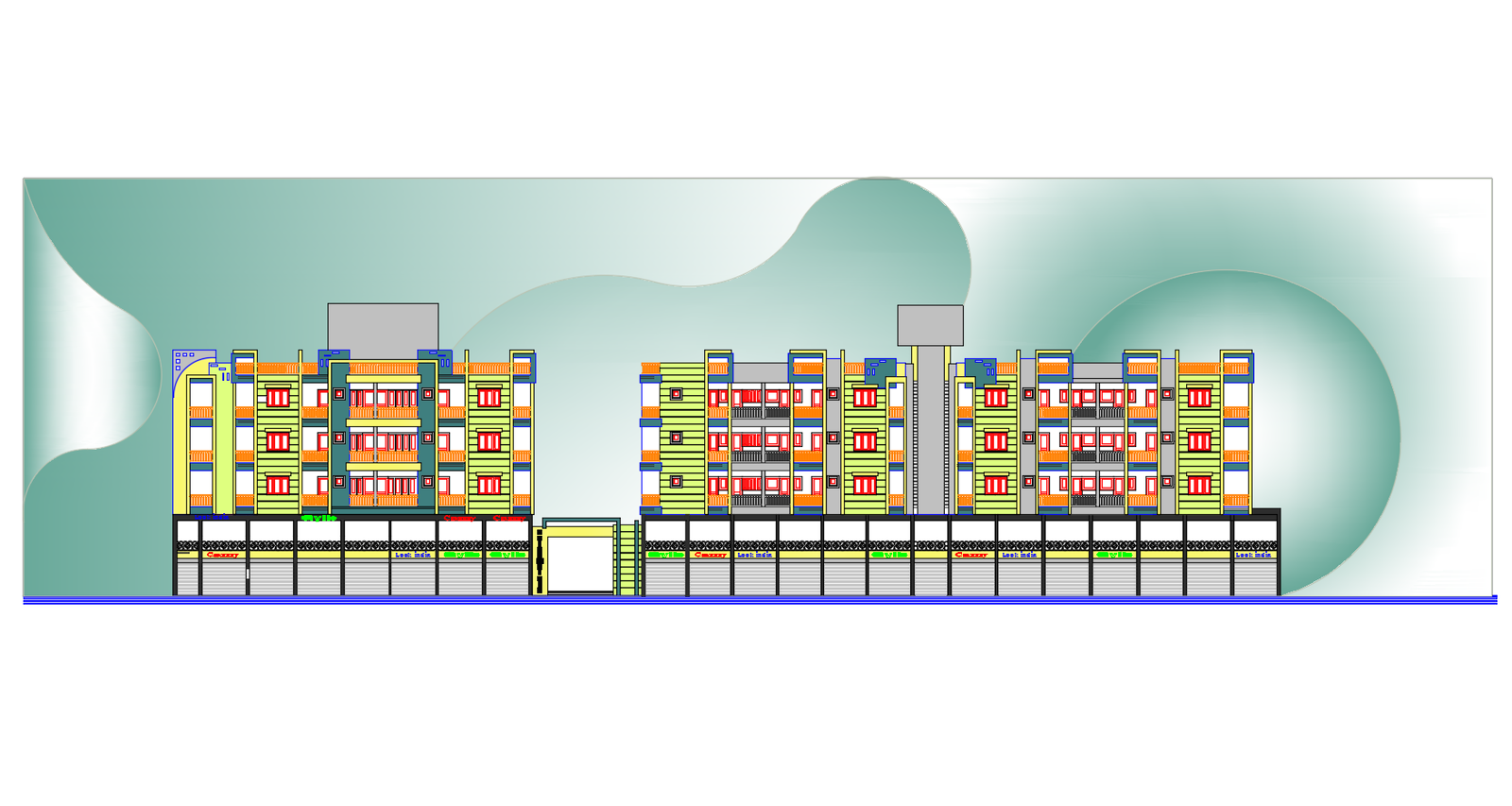 Autocad drawing of residential apartment elevation
