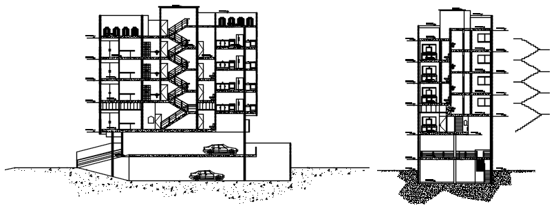 Autocad drawing of residential apartment sections