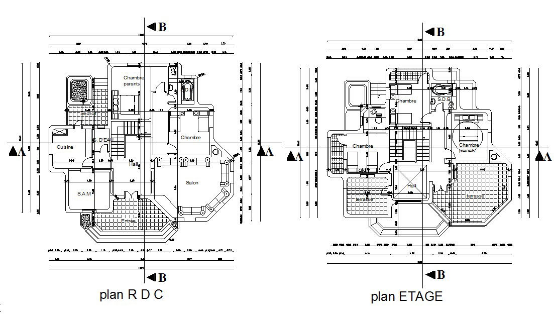 Autocad drawing of residential bungalow
