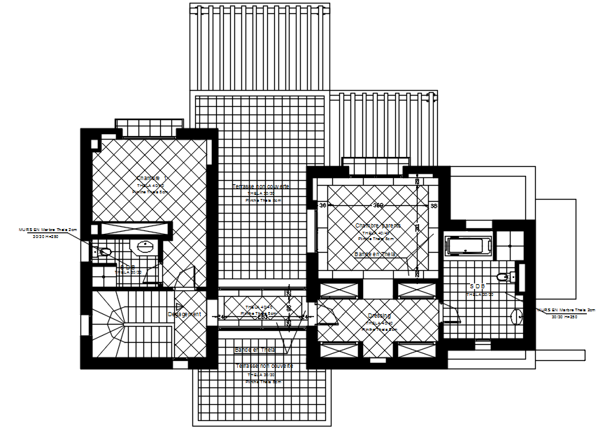Autocad drawing of residential bungalow