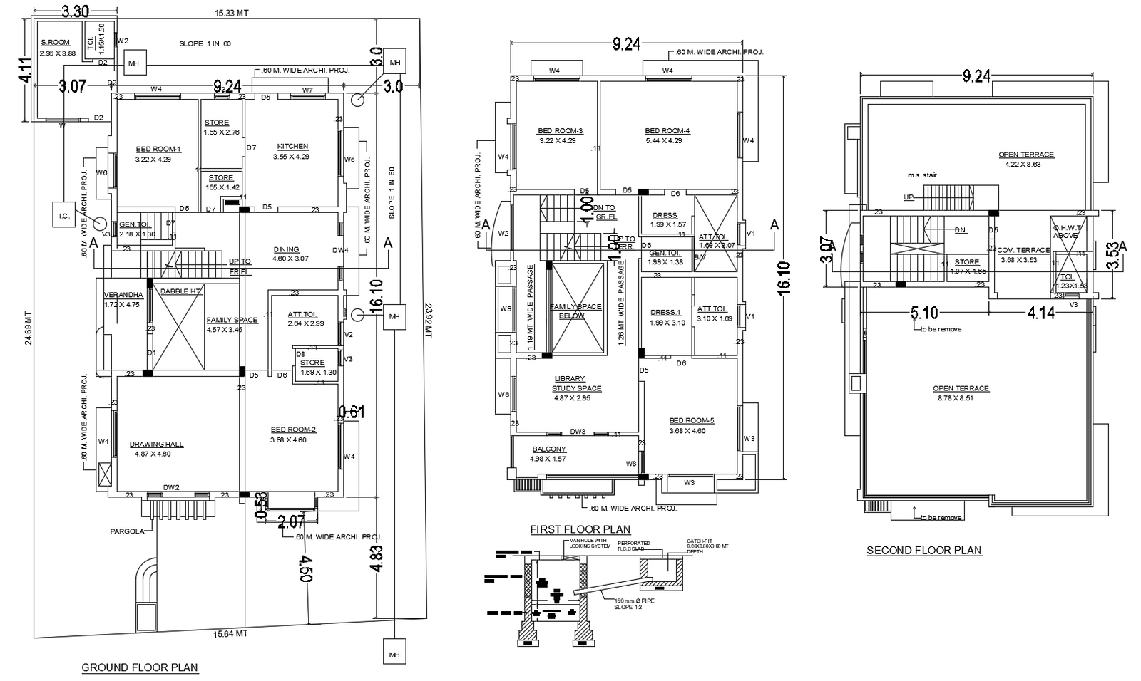 Autocad drawing of residential bungalow
