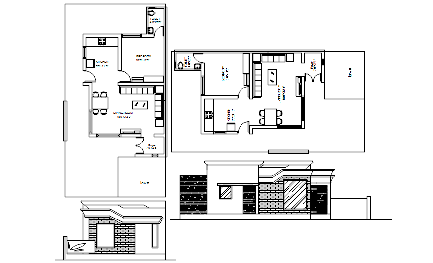 Autocad drawing of residential bungalows