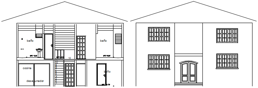 Autocad drawing of residential elevation