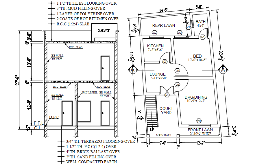 Autocad drawing of residential house layout