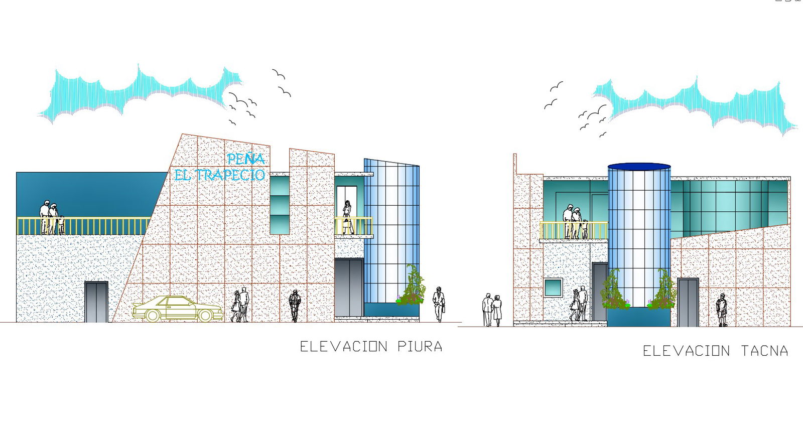 Autocad drawing of restaurant elevations