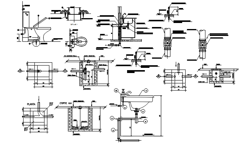 Autocad drawing of sanitary detail