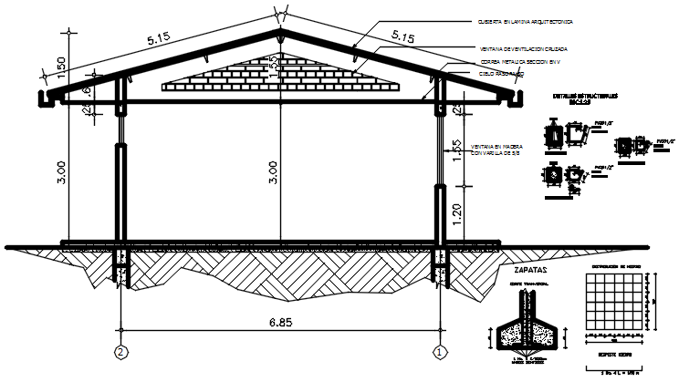 Autocad drawing of school section