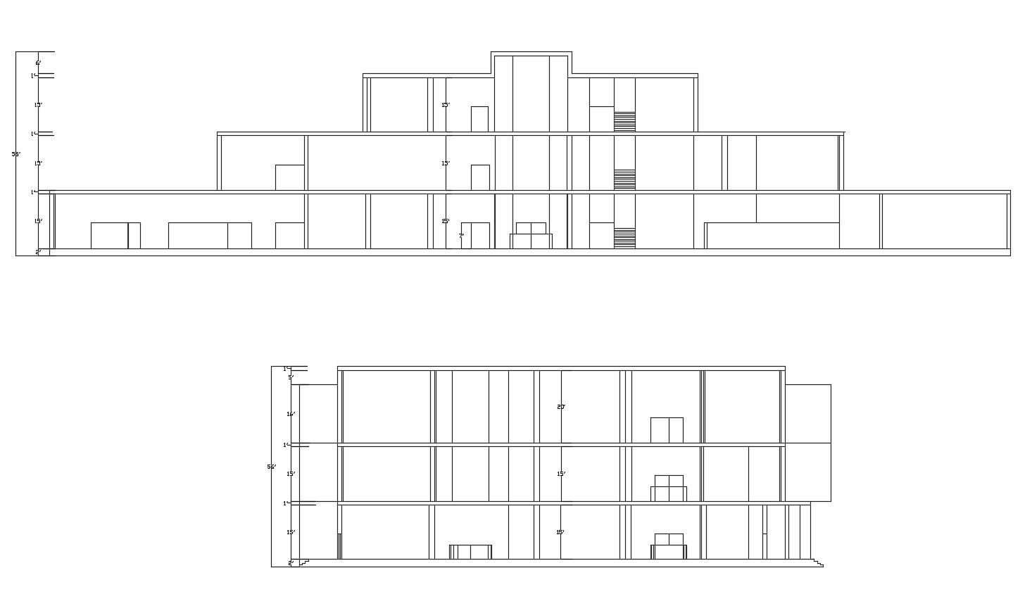 Autocad drawing of sectional elevation of exhibition center
