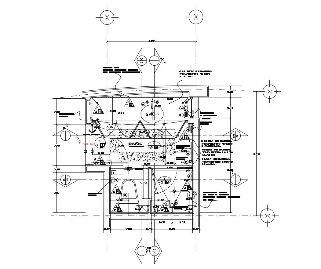 Autocad drawing of the bathroom 