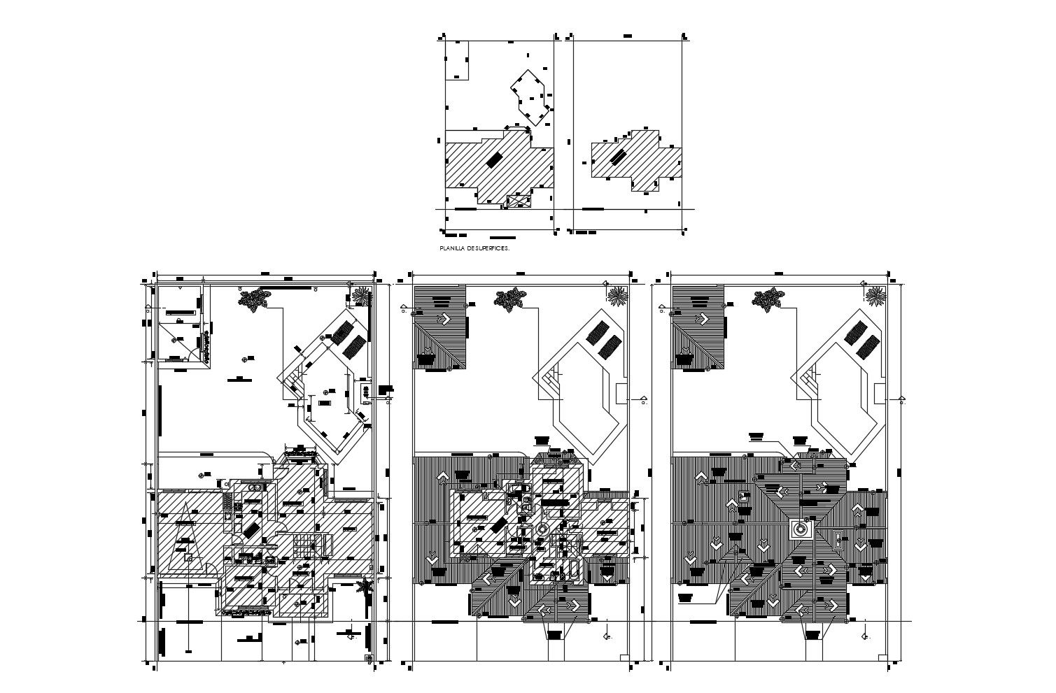 Autocad drawing of the bungalow with detail dimension