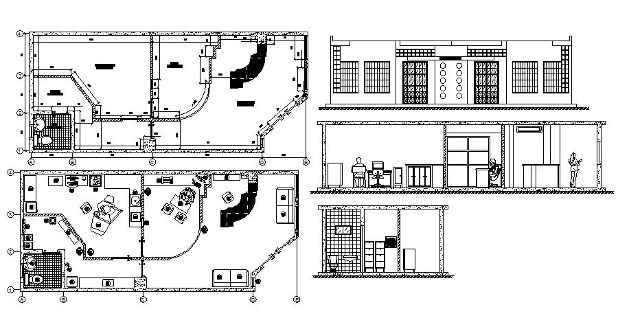 Autocad drawing of the clinic with detail dimension in dwg file
