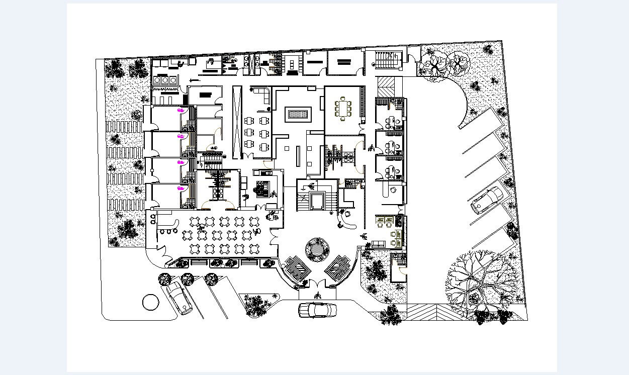 Autocad drawing of the hotel