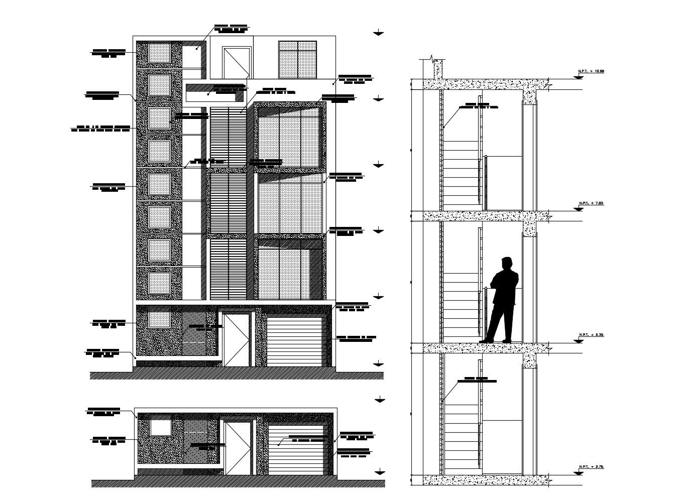 Autocad drawing of the residential building with detail dimension