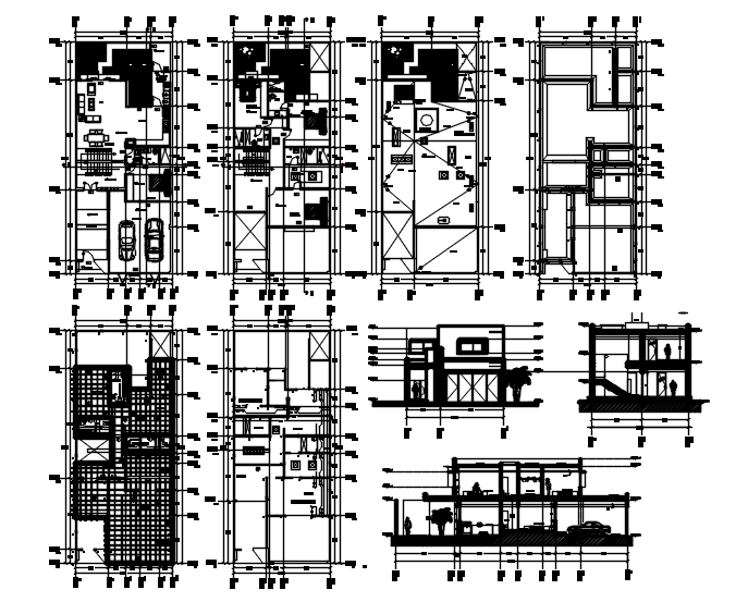 Autocad drawing of the residential bungalow with elevation