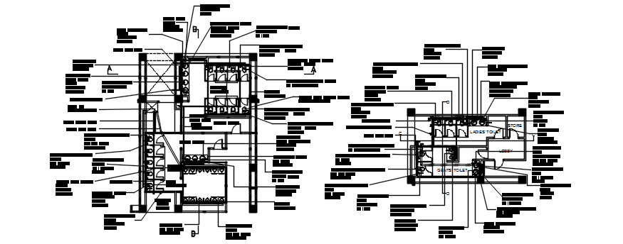 Autocad drawing of toilet layout