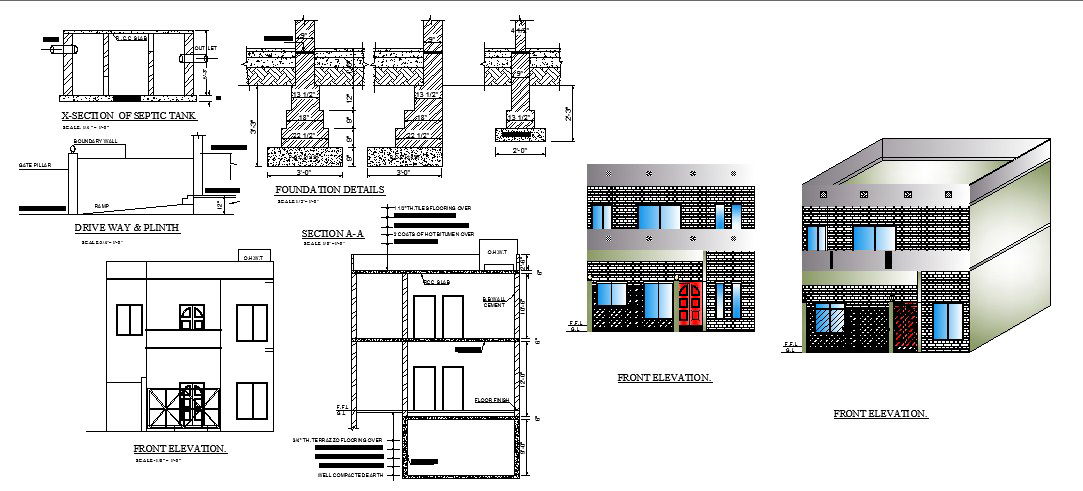 Autocad drawing of two story residential house